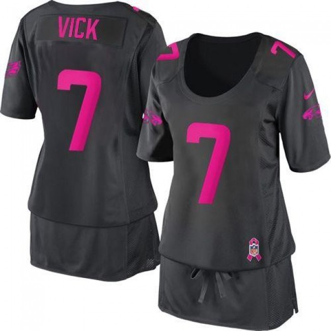 Women's Eagles #7 Michael Vick Dark Grey Breast Cancer Awareness Stitched NFL Elite Jersey