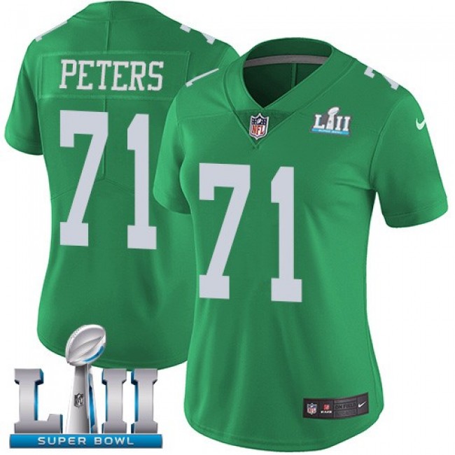 Women's Eagles #71 Jason Peters Green Super Bowl LII Stitched NFL Limited Rush Jersey