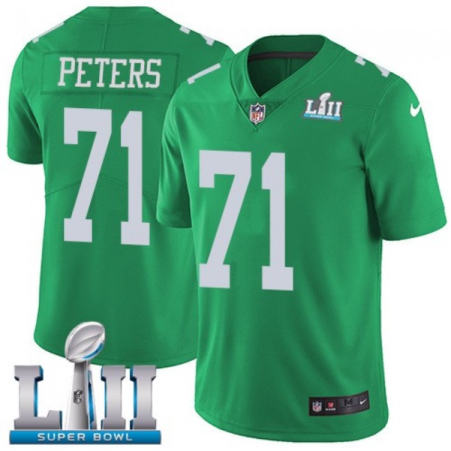 Philadelphia Eagles #71 Jason Peters Green Super Bowl LII Youth Stitched NFL Limited Rush Jersey