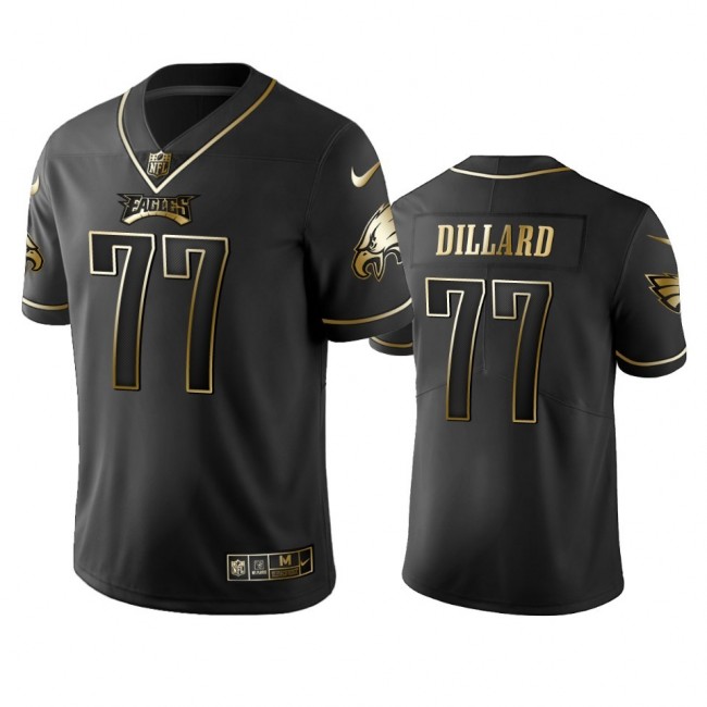 Nike Eagles #77 Andre Dillard Black Golden Limited Edition Stitched NFL Jersey