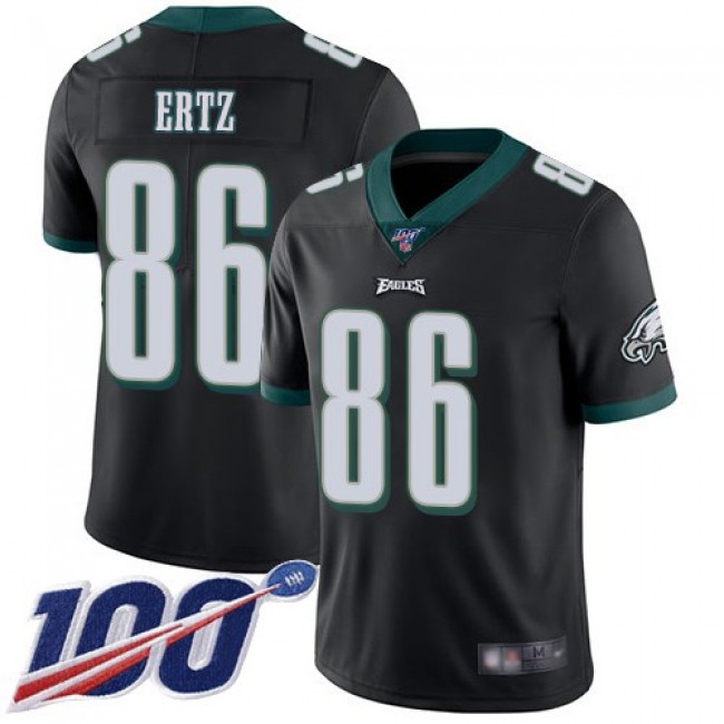 Nike Eagles #86 Zach Ertz Black Alternate Men's Stitched NFL 100th Season Vapor Limited Jersey