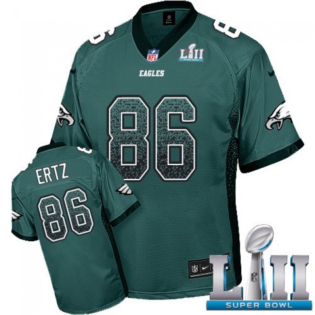Nike Eagles #86 Zach Ertz Midnight Green Team Color Super Bowl LII Men's Stitched NFL Elite Drift Fashion Jersey