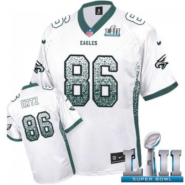 Nike Eagles #86 Zach Ertz White Super Bowl LII Men's Stitched NFL Elite Drift Fashion Jersey
