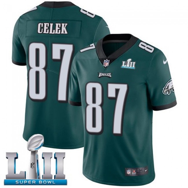 Philadelphia Eagles #87 Brent Celek Midnight Green Team Color Super Bowl LII Youth Stitched NFL Vapor Untouchable Limited Jersey