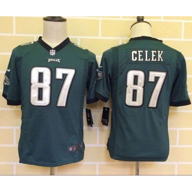 Philadelphia Eagles #87 Brent Celek Midnight Green Team Color Youth Stitched NFL New Elite Jersey