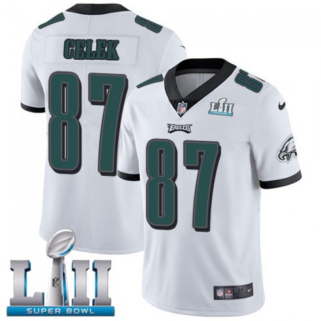 Philadelphia Eagles #87 Brent Celek White Super Bowl LII Youth Stitched NFL Vapor Untouchable Limited Jersey