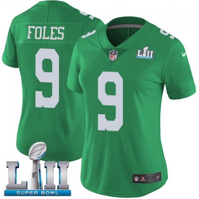 Women's Eagles #9 Nick Foles Green Super Bowl LII Stitched NFL Limited Rush Jersey