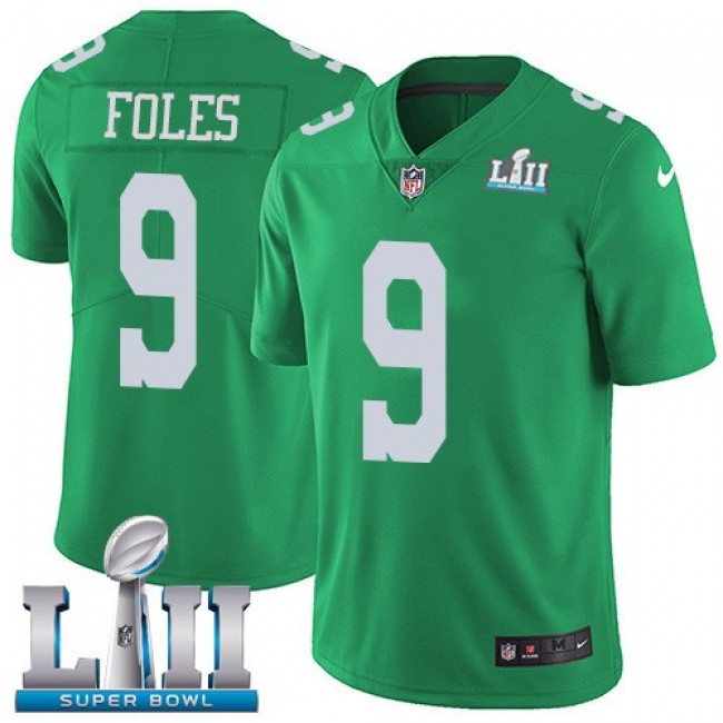 Philadelphia Eagles #9 Nick Foles Green Super Bowl LII Youth Stitched NFL Limited Rush Jersey