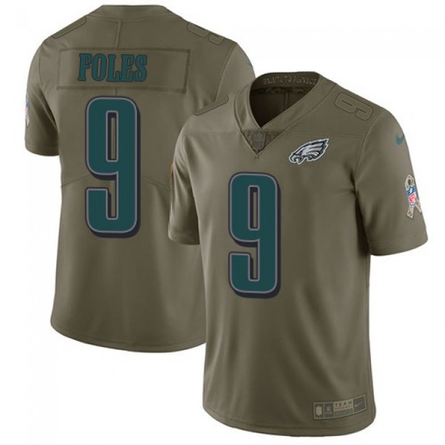 Philadelphia Eagles #9 Nick Foles Olive Youth Stitched NFL Limited 2017 Salute to Service Jersey
