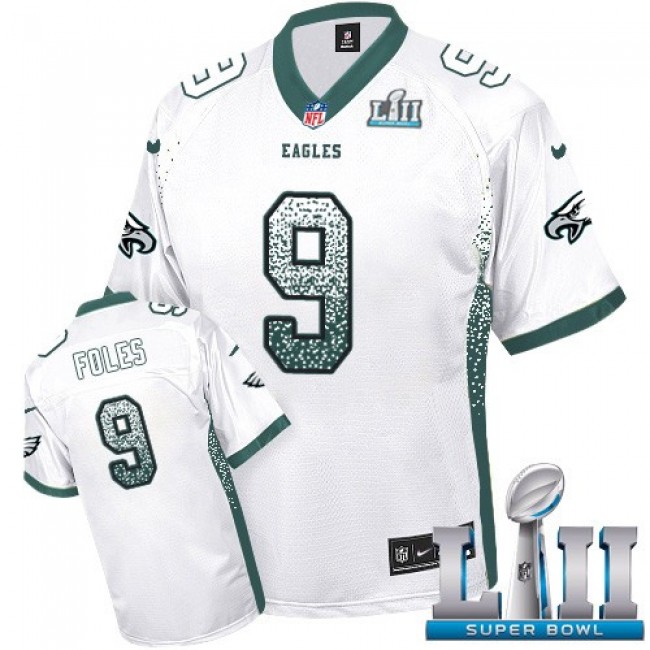 Nike Eagles #9 Nick Foles White Super Bowl LII Men's Stitched NFL Elite Drift Fashion Jersey