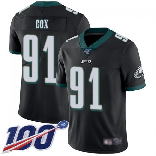 Nike Eagles #91 Fletcher Cox Black Alternate Men's Stitched NFL 100th Season Vapor Limited Jersey