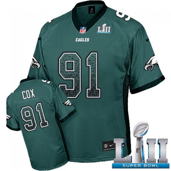 Nike Eagles #91 Fletcher Cox Midnight Green Team Color Super Bowl LII Men's Stitched NFL Elite Drift Fashion Jersey
