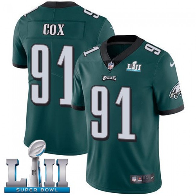 Philadelphia Eagles #91 Fletcher Cox Midnight Green Team Color Super Bowl LII Youth Stitched NFL Vapor Untouchable Limited Jersey