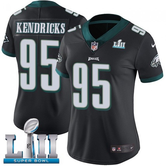 Women's Eagles #95 Mychal Kendricks Black Alternate Super Bowl LII Stitched NFL Vapor Untouchable Limited Jersey