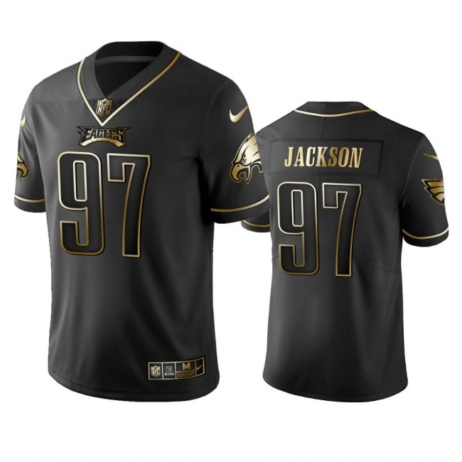 Nike Eagles #97 Malik Jackson Black Golden Limited Edition Stitched NFL Jersey