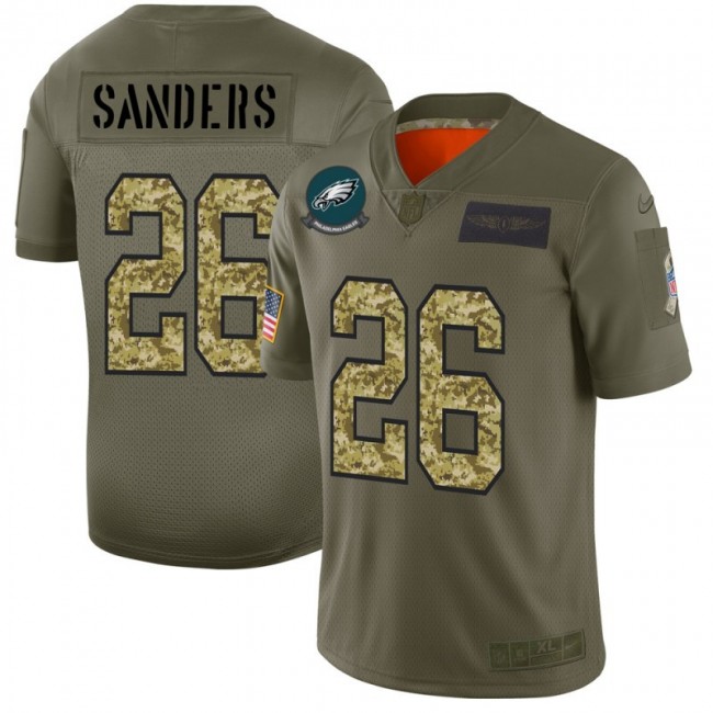 Philadelphia Eagles #26 Miles Sanders Men's Nike 2019 Olive Camo Salute To Service Limited NFL Jersey