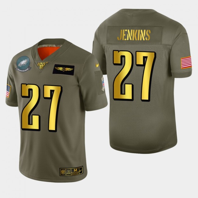 Philadelphia Eagles #27 Malcolm Jenkins Men's Nike Olive Gold 2019 Salute to Service Limited NFL 100 Jersey
