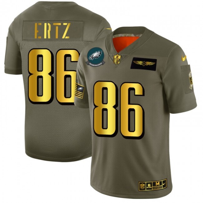 Philadelphia Eagles #86 Zach Ertz NFL Men's Nike Olive Gold 2019 Salute to Service Limited Jersey