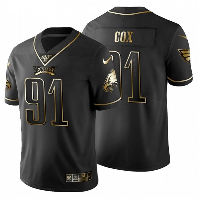 Philadelphia Eagles #91 Fletcher Cox Men's Nike Black Golden Limited NFL 100 Jersey