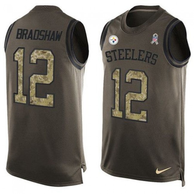 Nike Steelers #12 Terry Bradshaw Green Men's Stitched NFL Limited Salute To Service Tank Top Jersey