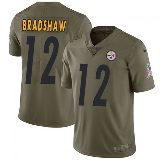 Nike Steelers #12 Terry Bradshaw Olive Men's Stitched NFL Limited 2017 Salute to Service Jersey