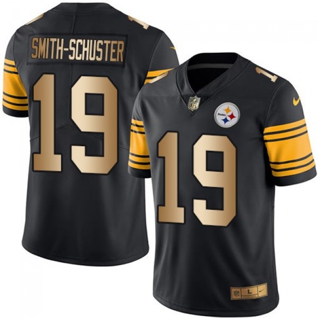 Nike Steelers #19 JuJu Smith-Schuster Black Men's Stitched NFL Limited Gold Rush Jersey