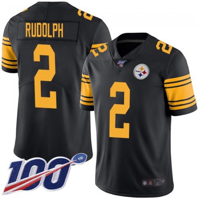 Nike Steelers #2 Mason Rudolph Black Men's Stitched NFL Limited Rush 100th Season Jersey