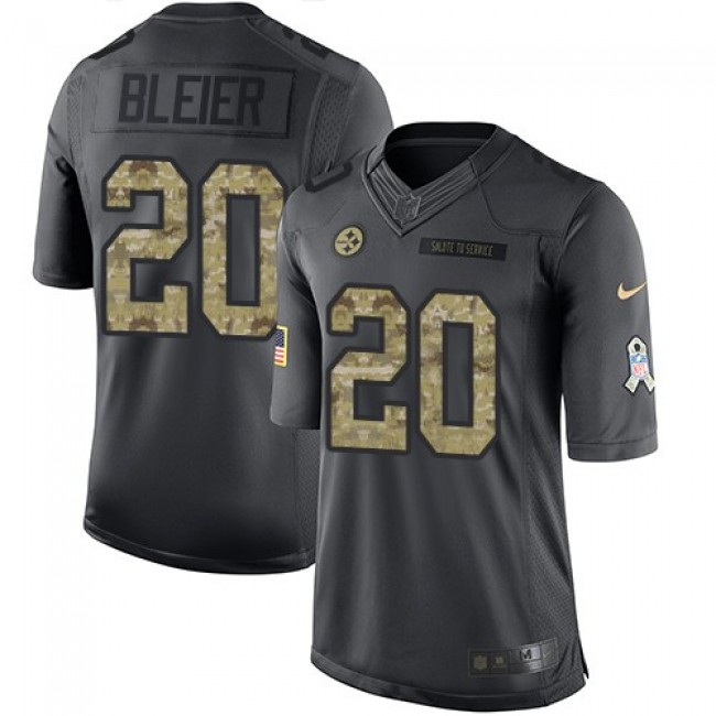 Nike Steelers #20 Rocky Bleier Black Men's Stitched NFL Limited 2016 Salute to Service Jersey