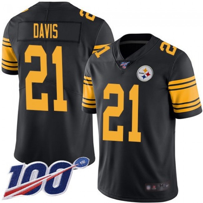 Nike Steelers #21 Sean Davis Black Men's Stitched NFL Limited Rush 100th Season Jersey