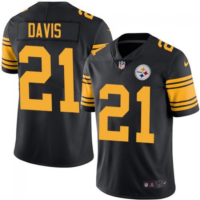 Nike Steelers #21 Sean Davis Black Men's Stitched NFL Limited Rush Jersey