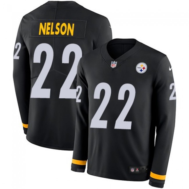 Nike Steelers #22 Steven Nelson Black Team Color Men's Stitched NFL Limited Therma Long Sleeve Jersey
