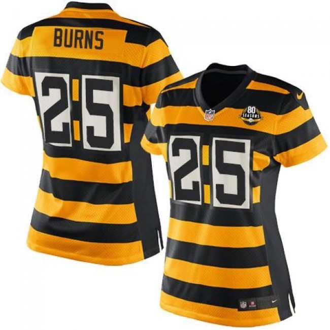 Women's Steelers #25 Artie Burns Yellow Black Alternate Stitched NFL Elite Jersey