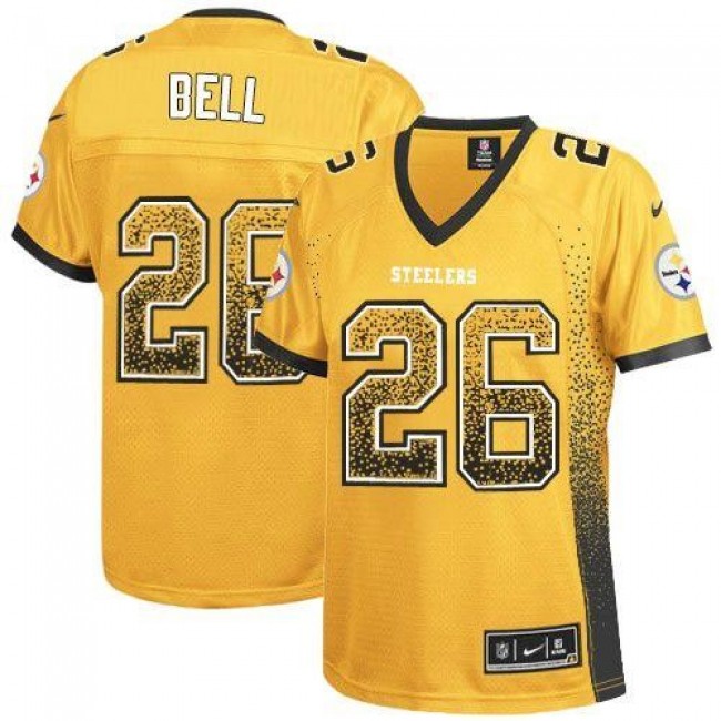 Women's Steelers #26 Le'Veon Bell Gold Stitched NFL Elite Drift Jersey