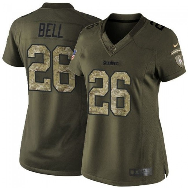 Women's Steelers #26 Le'Veon Bell Green Stitched NFL Limited 2015 Salute to Service Jersey