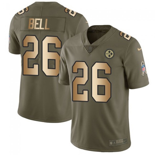Pittsburgh Steelers #26 Le Veon Bell Olive-Gold Youth Stitched NFL Limited 2017 Salute to Service Jersey