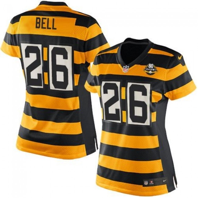 Women's Steelers #26 Le'Veon Bell Yellow Black Alternate Stitched NFL Elite Jersey