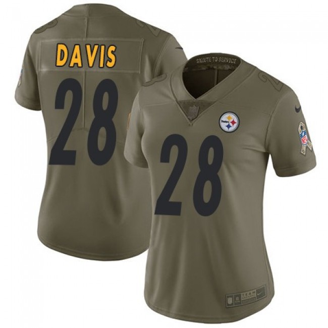 Women's Steelers #28 Sean Davis Olive Stitched NFL Limited 2017 Salute to Service Jersey