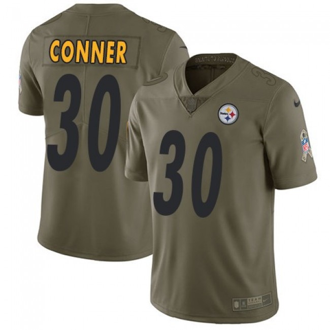 Pittsburgh Steelers #30 James Conner Olive Youth Stitched NFL Limited 2017 Salute to Service Jersey