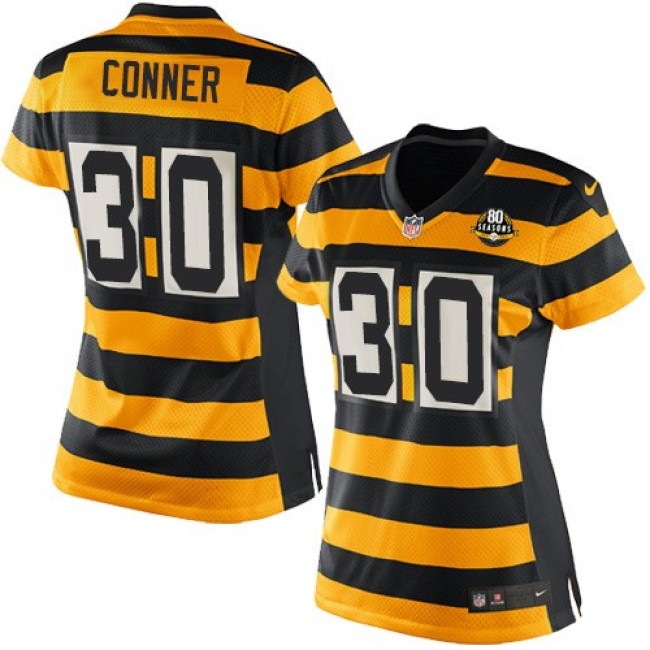 Women's Steelers #30 James Conner Yellow Black Alternate Stitched NFL Elite Jersey