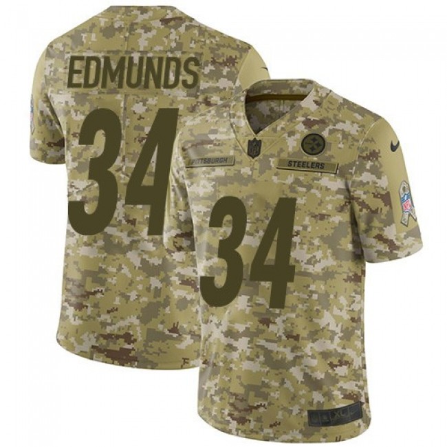 Nike Steelers #34 Terrell Edmunds Camo Men's Stitched NFL Limited 2018 Salute To Service Jersey