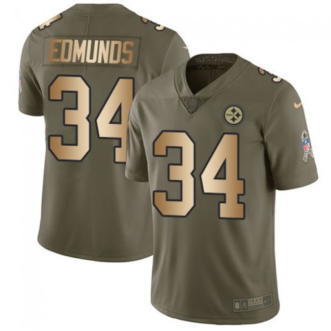 Nike Steelers #34 Terrell Edmunds Olive/Gold Men's Stitched NFL Limited 2017 Salute To Service Jersey