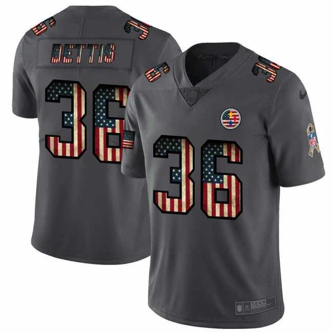 Nike Steelers #36 Jerome Bettis 2018 Salute To Service Retro USA Flag Limited NFL Jersey