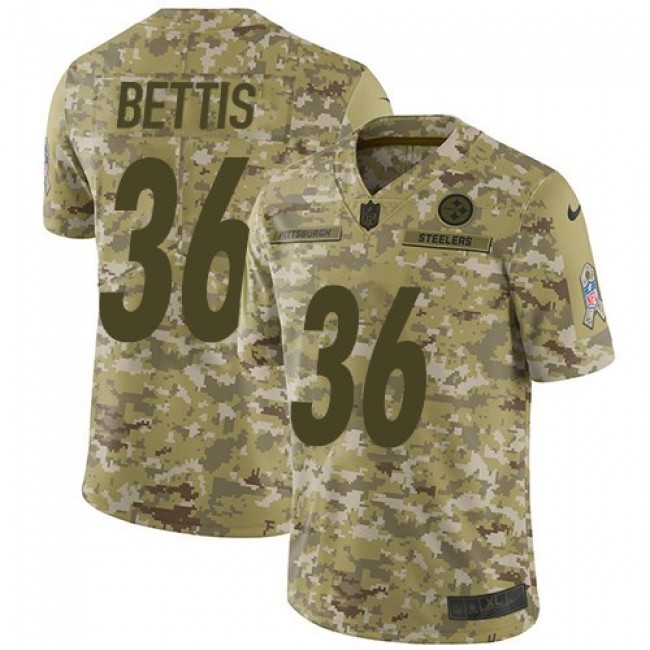 Nike Steelers #36 Jerome Bettis Camo Men's Stitched NFL Limited 2018 Salute To Service Jersey