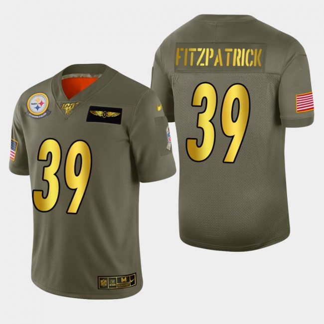 Nike Steelers #39 Minkah Fitzpatrick Men's Olive Gold 2019 Salute to Service NFL 100 Limited Jersey
