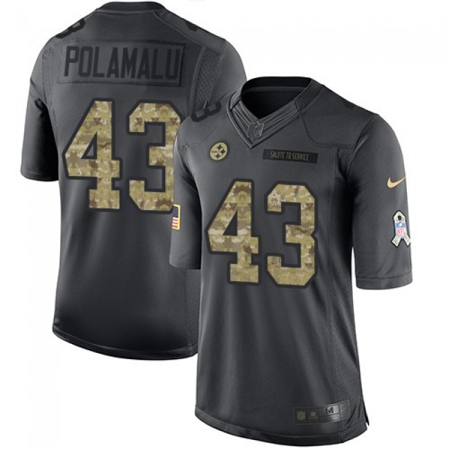Pittsburgh Steelers #43 Troy Polamalu Black Youth Stitched NFL Limited 2016 Salute to Service Jersey