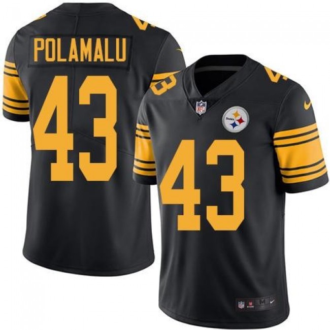 Pittsburgh Steelers #43 Troy Polamalu Black Youth Stitched NFL Limited Rush Jersey
