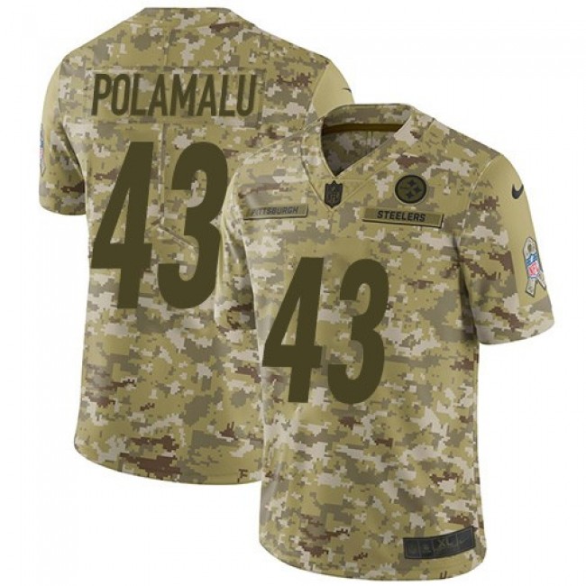 Nike Steelers #43 Troy Polamalu Camo Men's Stitched NFL Limited 2018 Salute To Service Jersey