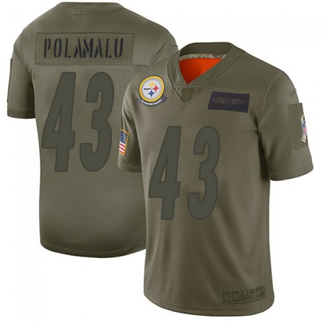 Nike Steelers #43 Troy Polamalu Camo Men's Stitched NFL Limited 2019 Salute To Service Jersey