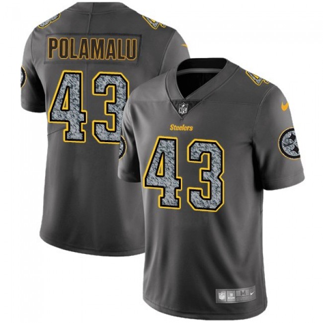 Pittsburgh Steelers #43 Troy Polamalu Gray Static Youth Stitched NFL Vapor Untouchable Limited Jersey