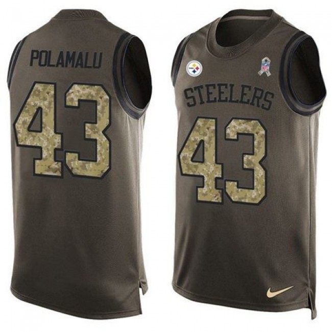 Nike Steelers #43 Troy Polamalu Green Men's Stitched NFL Limited Salute To Service Tank Top Jersey
